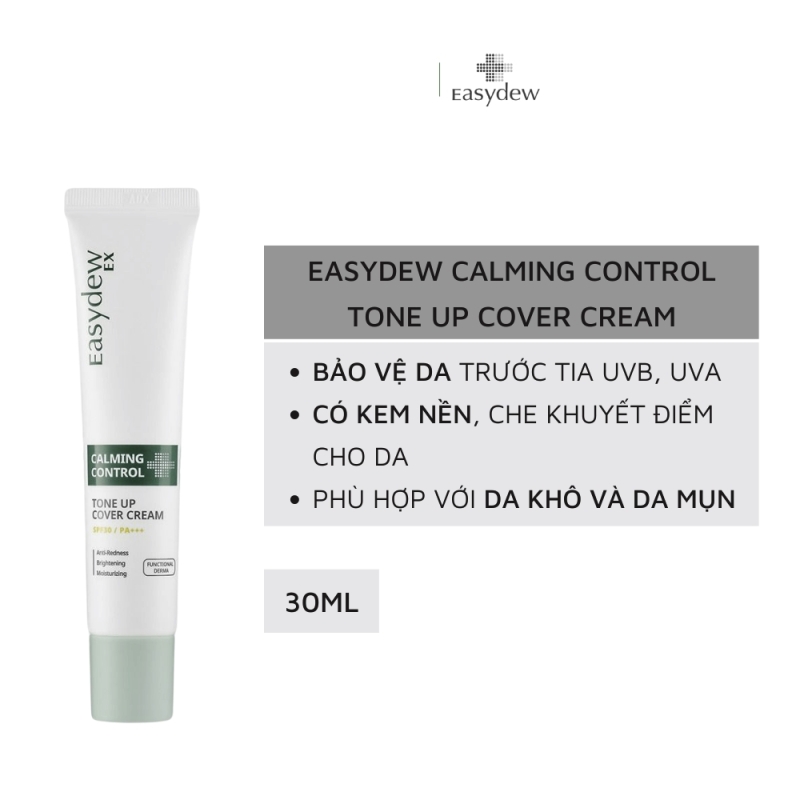 Easydew Calming Control Tone Up Cover Cream 40ml _ Kem nền chống nắng trang điểm phục hồi, làm dịu làn da nhạy cảm và dầu mụn